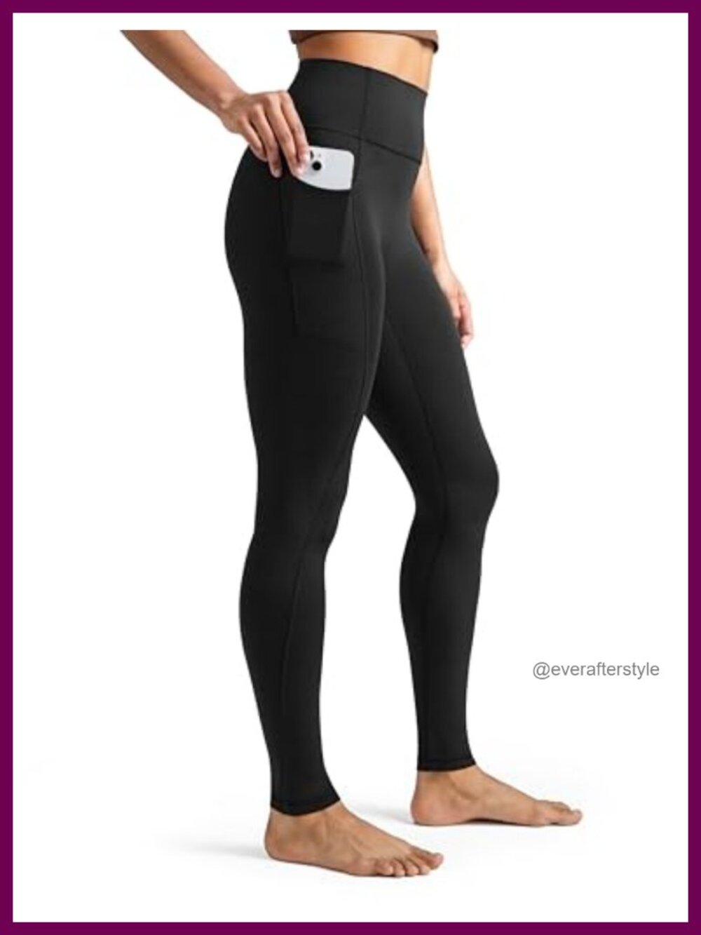 High-Waisted No Front Seam Yoga Leggings with Pockets